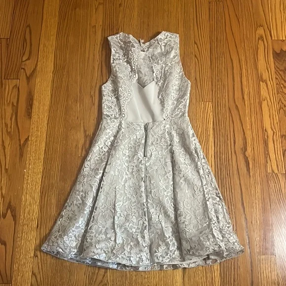 NWT Alice + Olivia Woman's Natalia Open-Back Lace A-Line Taupe Lace Dress  Size 0 - threedaughtersproperties.com